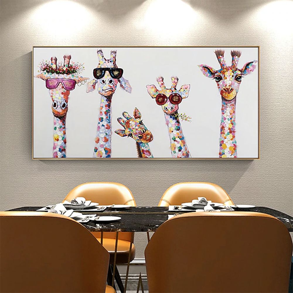 Hand Painted Oil Painting Horizontal Abstract Animals Giraffe Modern Living Room Hallway Bedroom Luxurious Decorative Painting