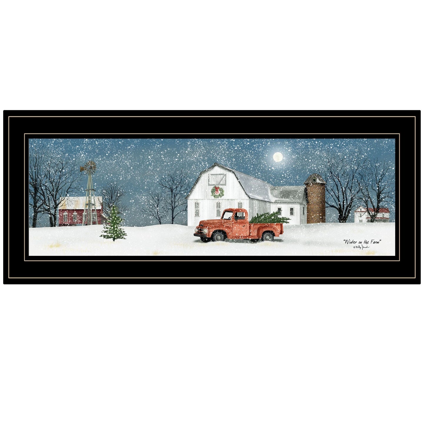 Trendy Decor 4U "Winter on The Farm" Framed Wall Art, Modern Home Decor Framed Print for Living Room, Bedroom & Farmhouse Wall Decoration by Billy Jacobs