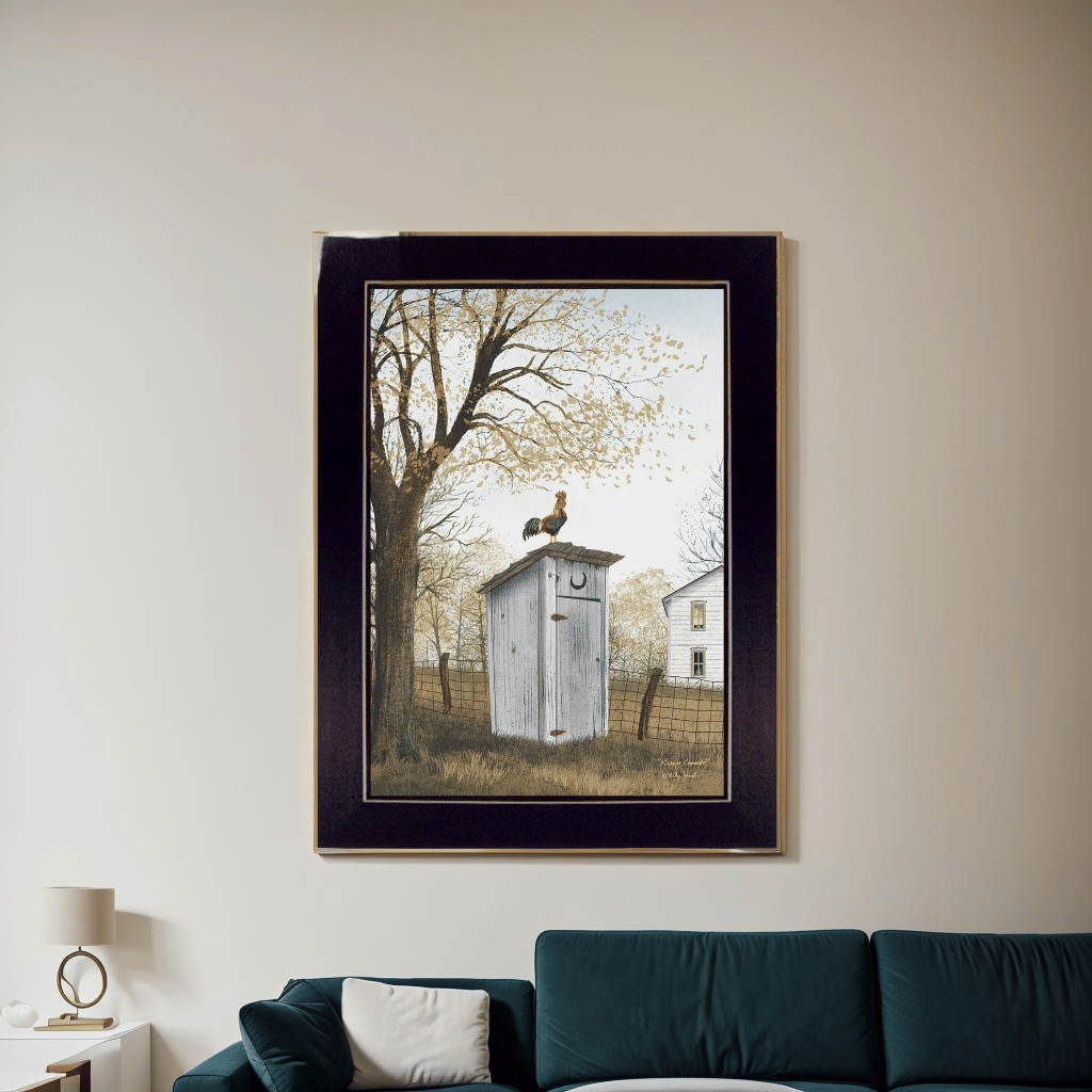 Trendy Decor 4U "Morning Commute (Outhouse)" Framed Wall Art, Modern Home Decor Framed Print for Living Room, Bedroom & Farmhouse Wall Decoration by Billy Jacobs