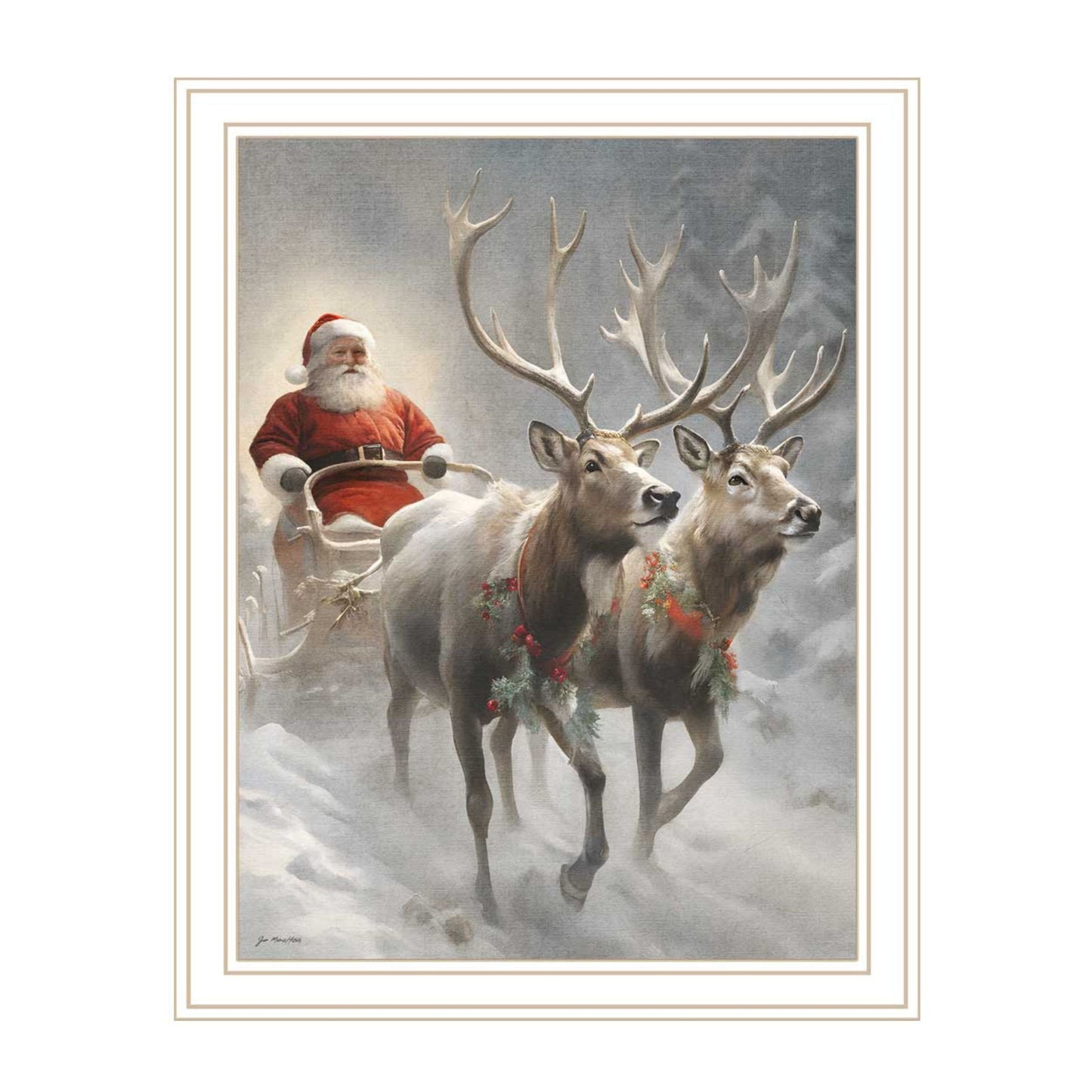 Trendy Decor 4U 2-Piece Vignette On The Eve of Christmas White Framed Wall Art for Living Room, Holiday Wall Art Print for Home Decor, Bedroom Wall Art by Jo Moulton