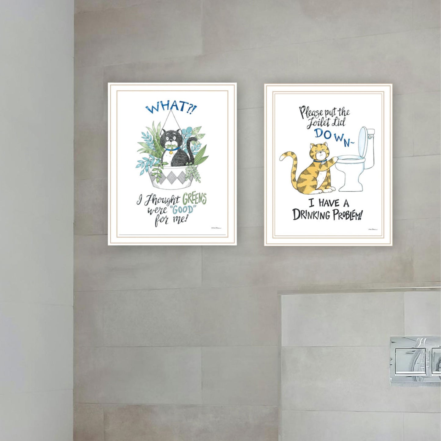 Trendy Decor 4U 2- Piece Vignette I have a Drinking Problem!! Black Framed Wall Art for Living Room, Bedroom Wall Art Print for Home Decor by Deb Strain