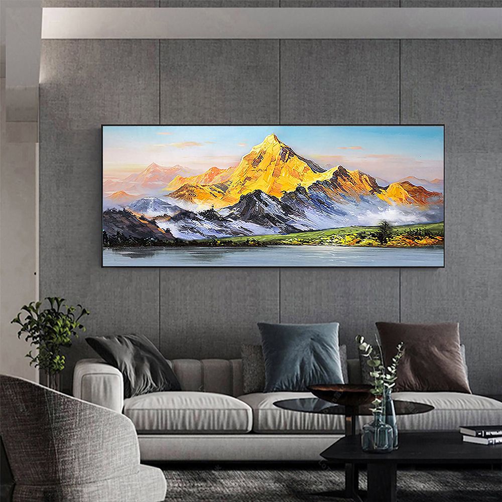 Hand Painted Oil Painting Large Landscape Oil Painting Original Mountain Canvas Painting Abstract Painting Modern Art Acrylic Painting Living Room Hallway Bedroom Luxurious Decorative Painting