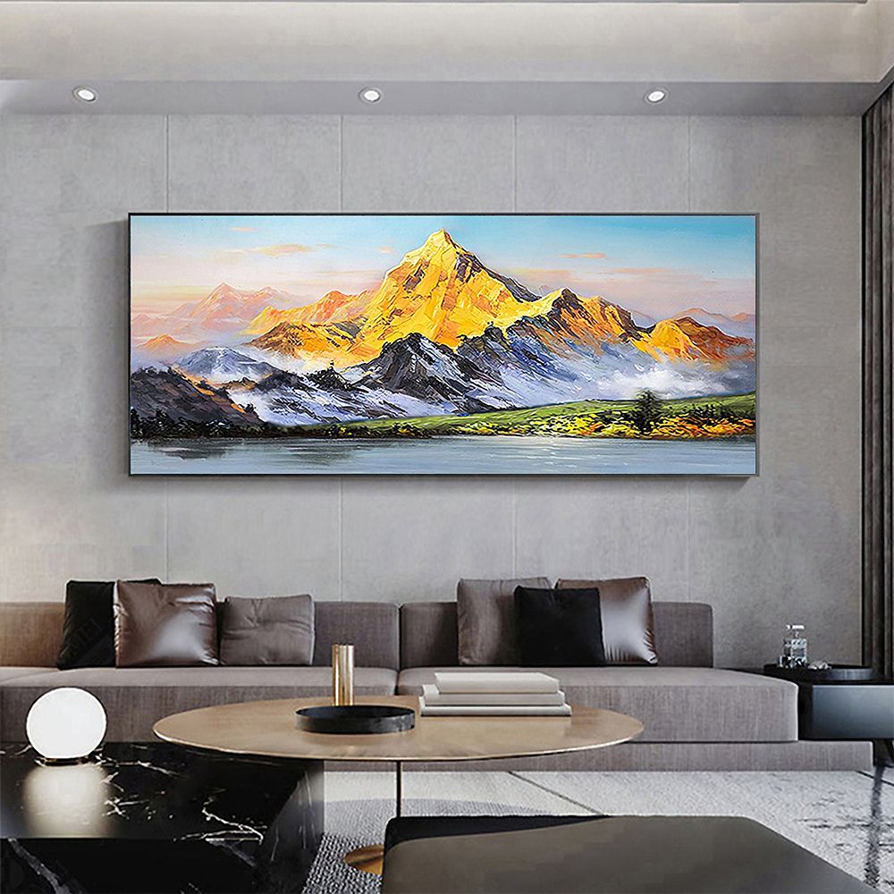 Hand Painted Oil Painting Large Landscape Oil Painting Original Mountain Canvas Painting Abstract Painting Modern Art Acrylic Painting Living Room Hallway Bedroom Luxurious Decorative Painting