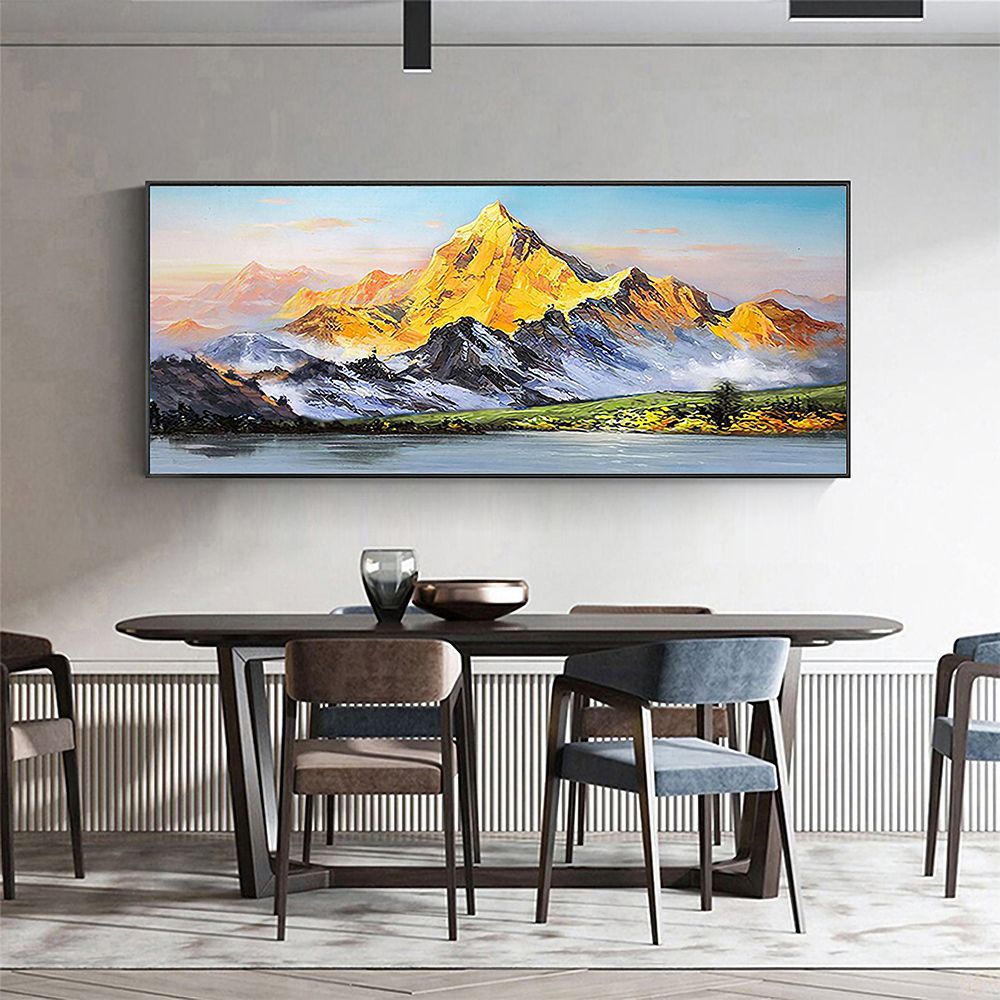 Hand Painted Oil Painting Large Landscape Oil Painting Original Mountain Canvas Painting Abstract Painting Modern Art Acrylic Painting Living Room Hallway Bedroom Luxurious Decorative Painting