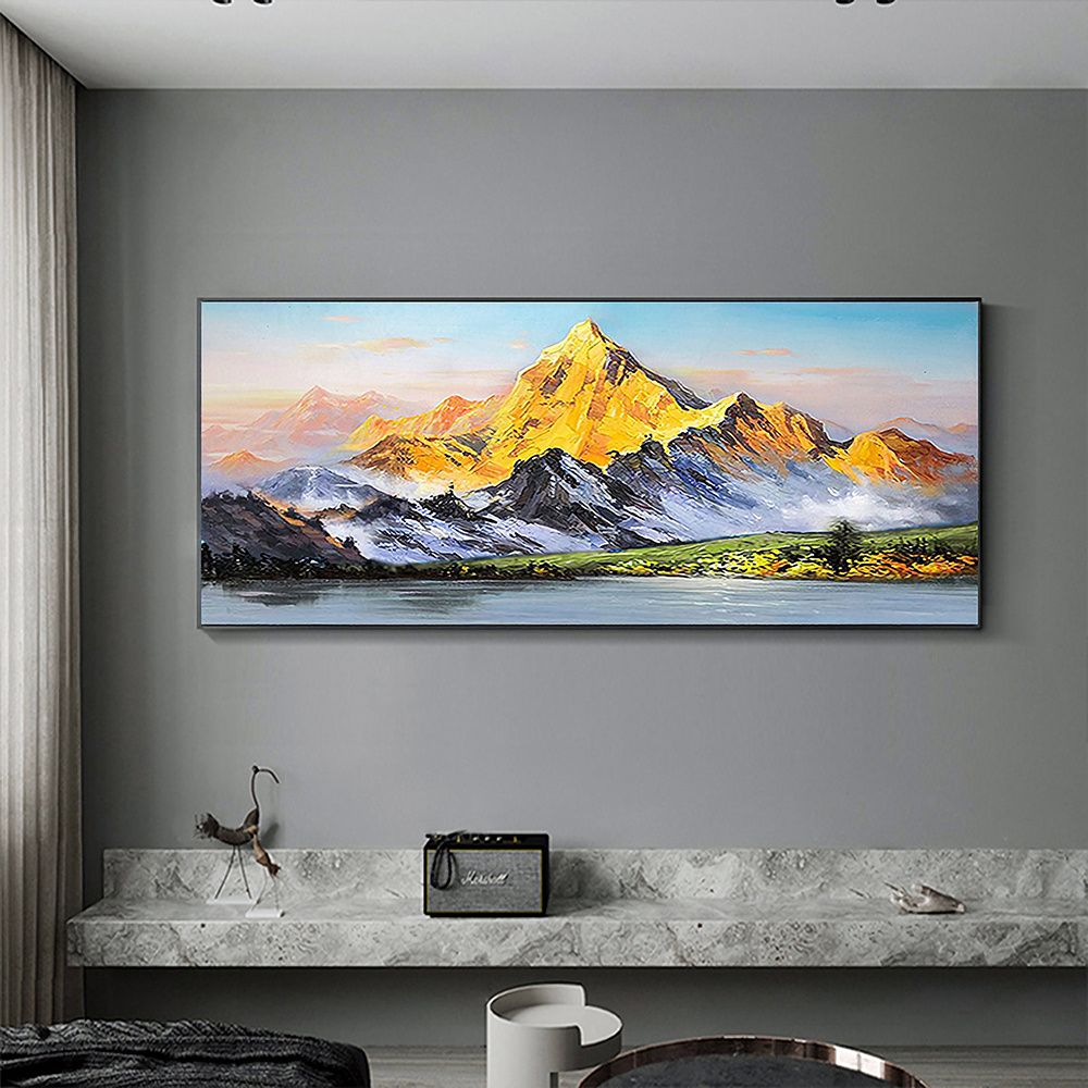 Hand Painted Oil Painting Large Landscape Oil Painting Original Mountain Canvas Painting Abstract Painting Modern Art Acrylic Painting Living Room Hallway Bedroom Luxurious Decorative Painting