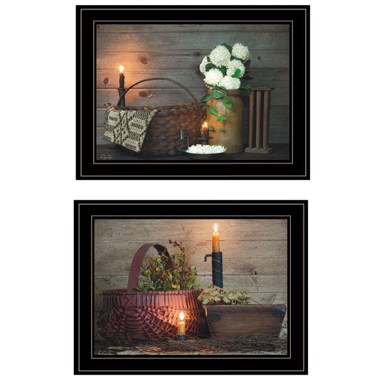 Trendy Decor 4U "Baskets and Flowers" Framed Wall Art, Modern Home Decor Framed Print for Living Room, Bedroom & Farmhouse Wall Decoration by Susie Boyer