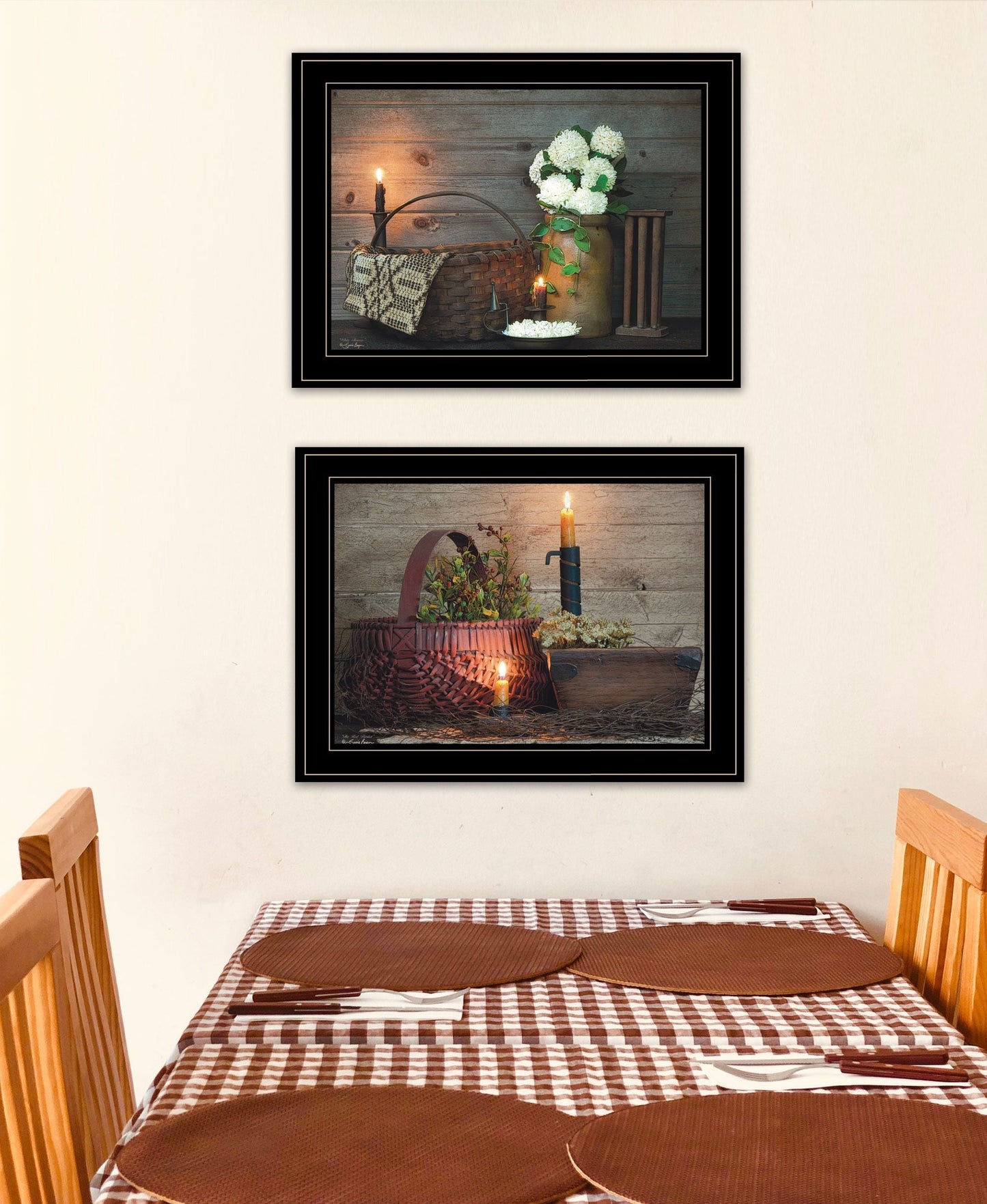 Trendy Decor 4U "Baskets and Flowers" Framed Wall Art, Modern Home Decor Framed Print for Living Room, Bedroom & Farmhouse Wall Decoration by Susie Boyer