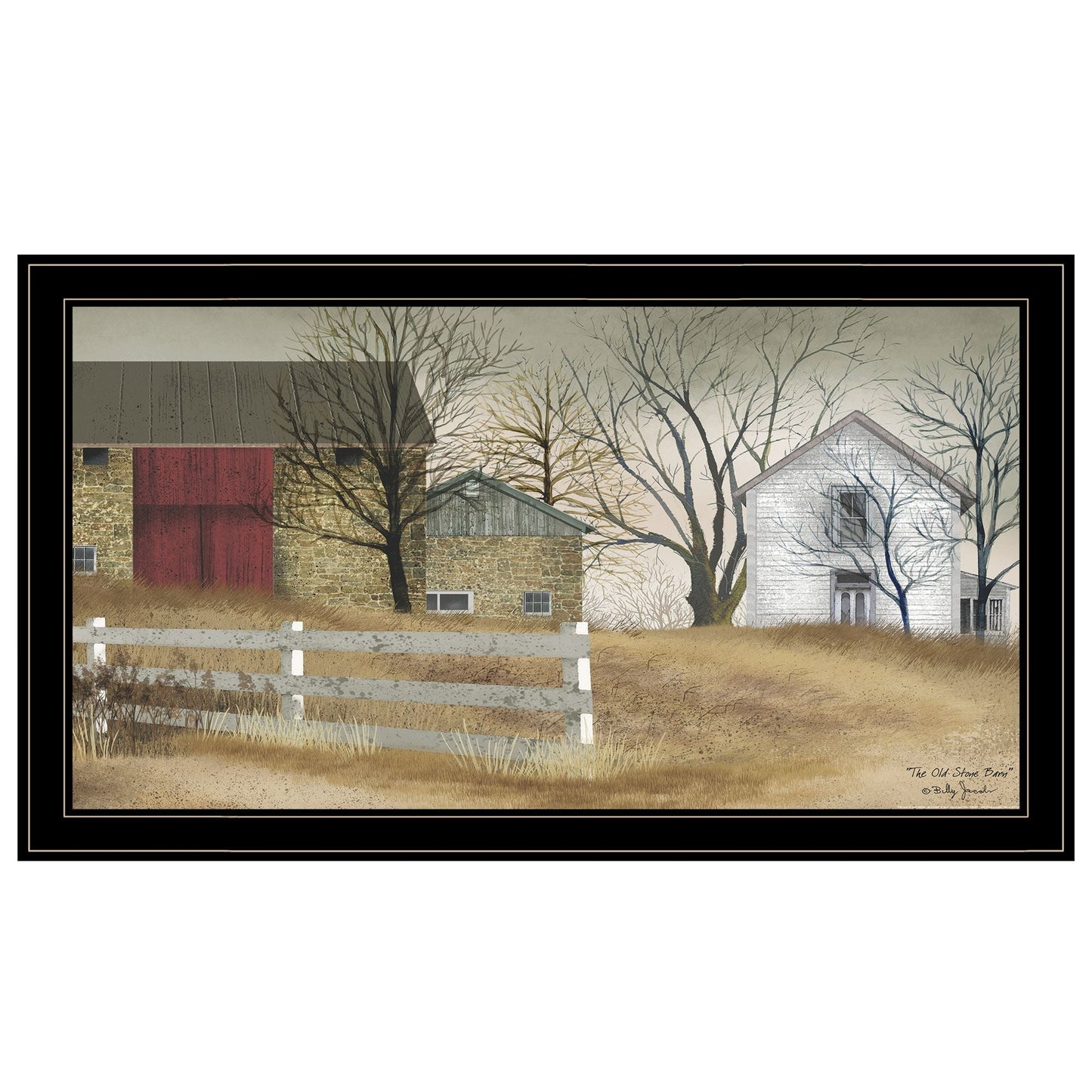 Trendy Decor 4U "The Old Stone Barn" Framed Wall Art, Modern Home Decor Framed Print for Living Room, Bedroom & Farmhouse Wall Decoration by Billy Jacobs