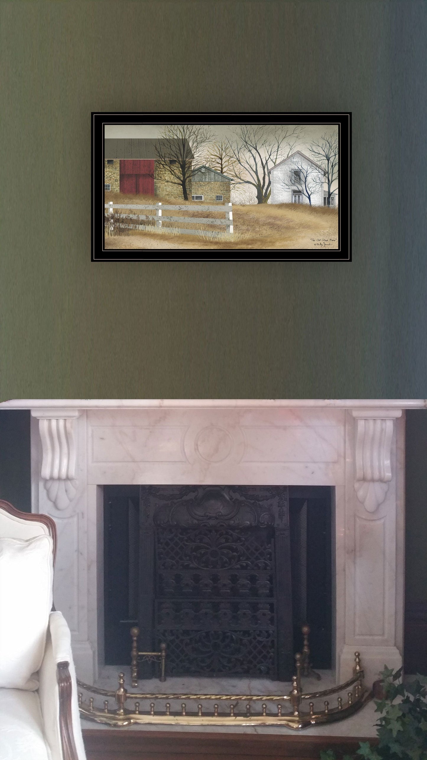 Trendy Decor 4U "The Old Stone Barn" Framed Wall Art, Modern Home Decor Framed Print for Living Room, Bedroom & Farmhouse Wall Decoration by Billy Jacobs