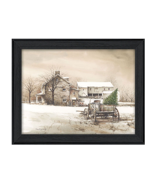 Trendy Decor 4U "Bringing Home the Tree" Framed Wall Art, Modern Home Decor Framed Print for Living Room, Bedroom & Farmhouse Wall Decoration by John Rossini
