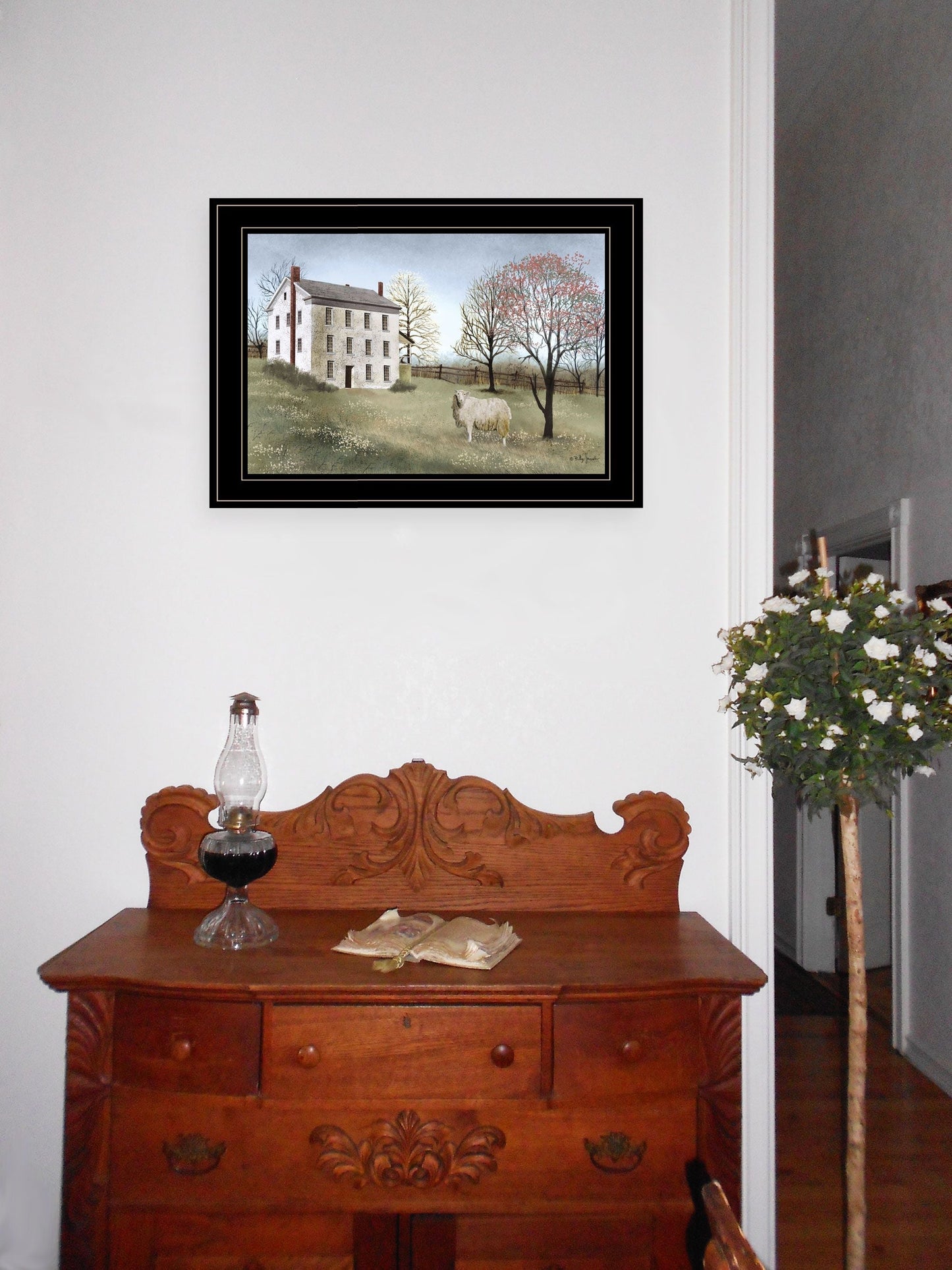 Trendy Decor 4U "Spring at White House Farm" Framed Wall Art, Modern Home Decor Framed Print for Living Room, Bedroom & Farmhouse Wall Decoration by Millwork Engineering