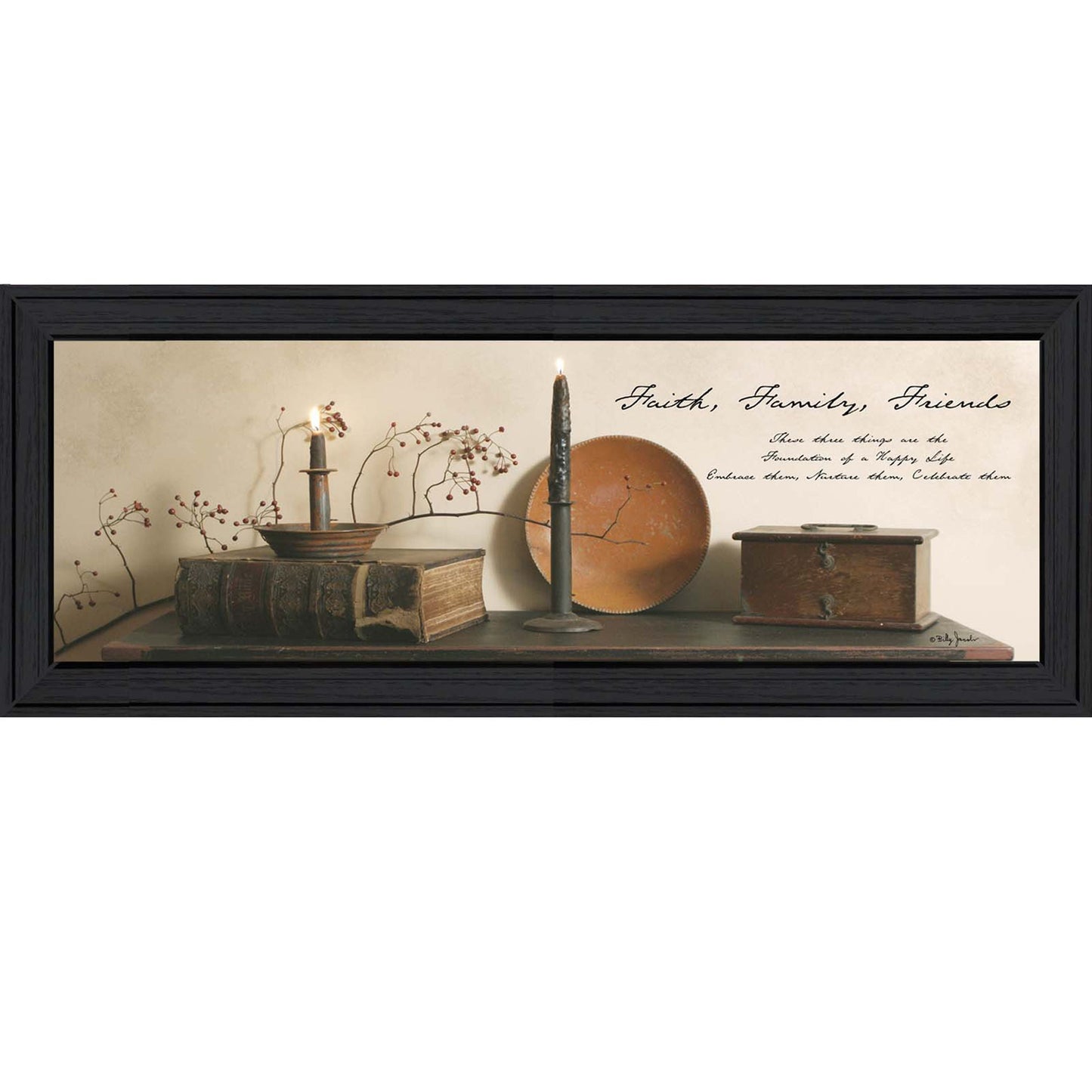 Trendy Décor 4U "Faith, Family and Friends" Framed Wall Art, Modern Home Decor Framed Print for Living Room, Bedroom & Farmhouse Wall Decoration by Billy Jacobs