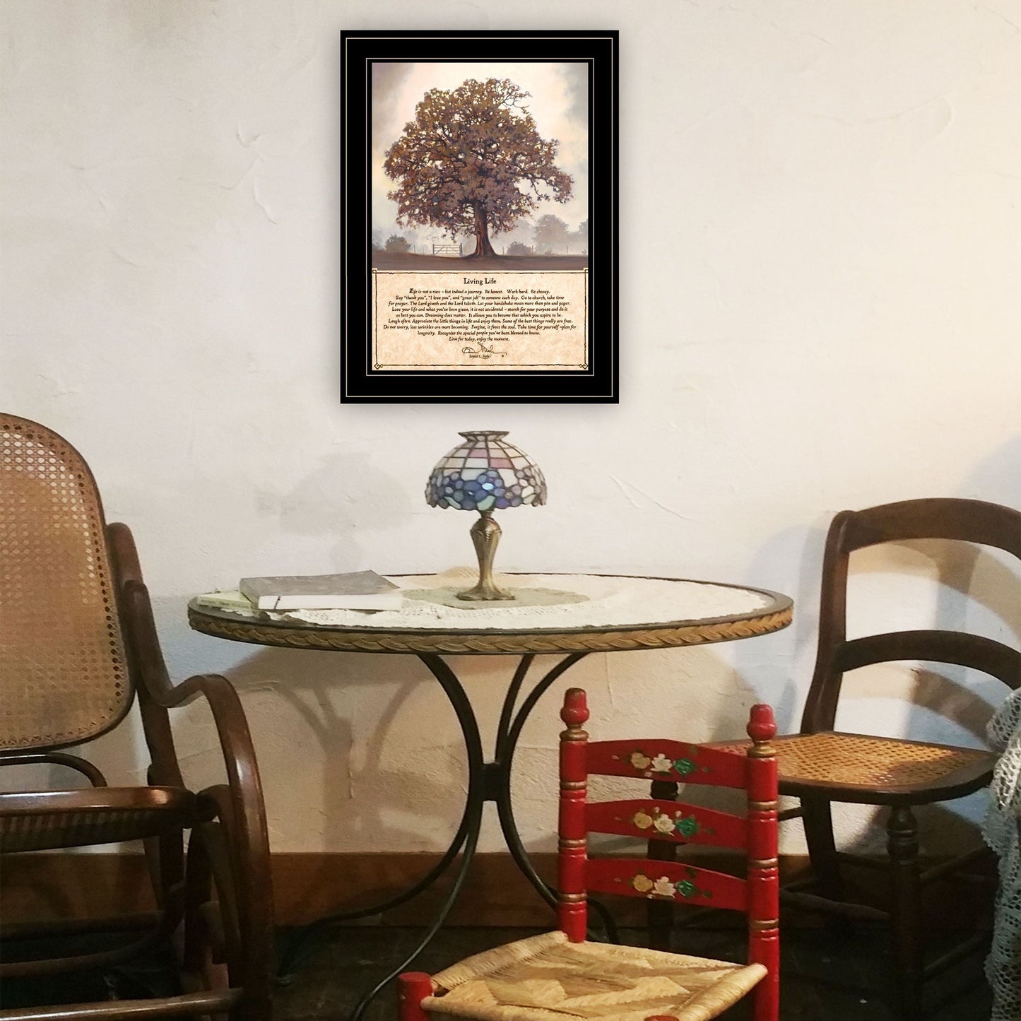 Trendy Decor 4U "Living Life" Framed Wall Art, Modern Home Decor Framed Print for Living Room, Bedroom & Farmhouse Wall Decoration by Bonnie Mohr