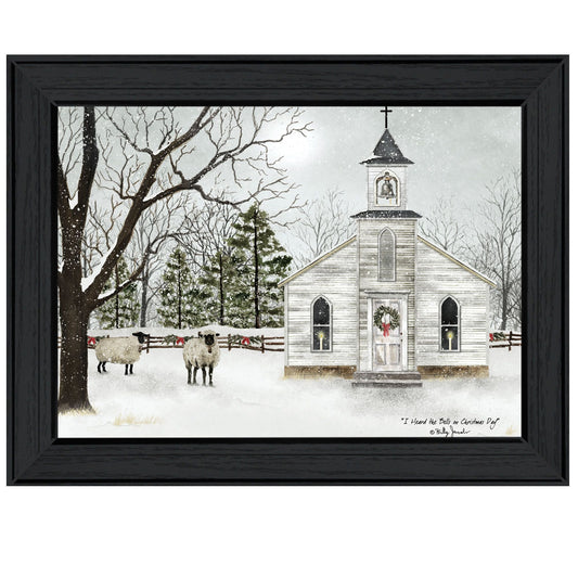 Trendy Decor 4U "I Heard the Bells on Christmas" Framed Wall Art, Modern Home Decor Framed Print for Living Room, Bedroom & Farmhouse Wall Decoration by Billy Jacobs