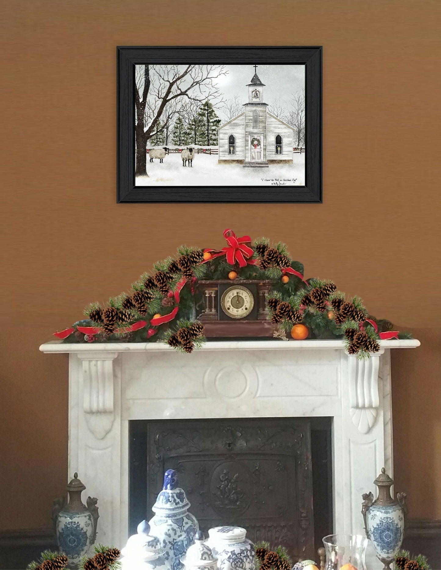 Trendy Decor 4U "I Heard the Bells on Christmas" Framed Wall Art, Modern Home Decor Framed Print for Living Room, Bedroom & Farmhouse Wall Decoration by Billy Jacobs