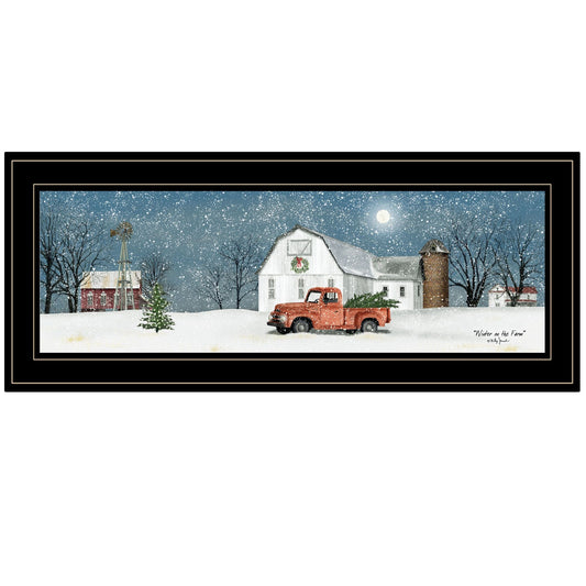 Trendy Decor 4U "Winter on The Farm" Framed Wall Art, Modern Home Decor Framed Print for Living Room, Bedroom & Farmhouse Wall Decoration by Billy Jacobs