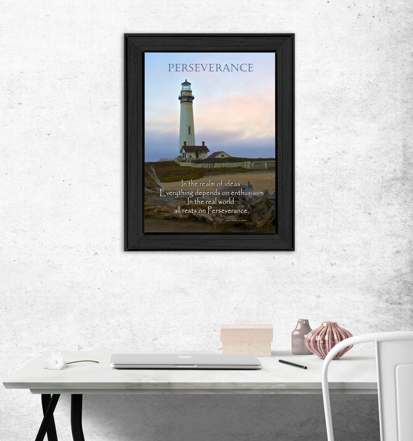 "Perseverance" By Trendy Decor4U, Printed Wall Art, Ready To Hang Framed Poster, Black Frame