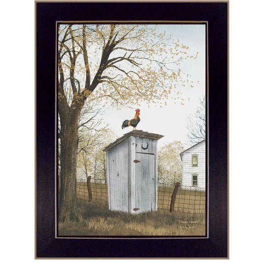Trendy Decor 4U "Morning Commute (Outhouse)" Framed Wall Art, Modern Home Decor Framed Print for Living Room, Bedroom & Farmhouse Wall Decoration by Billy Jacobs