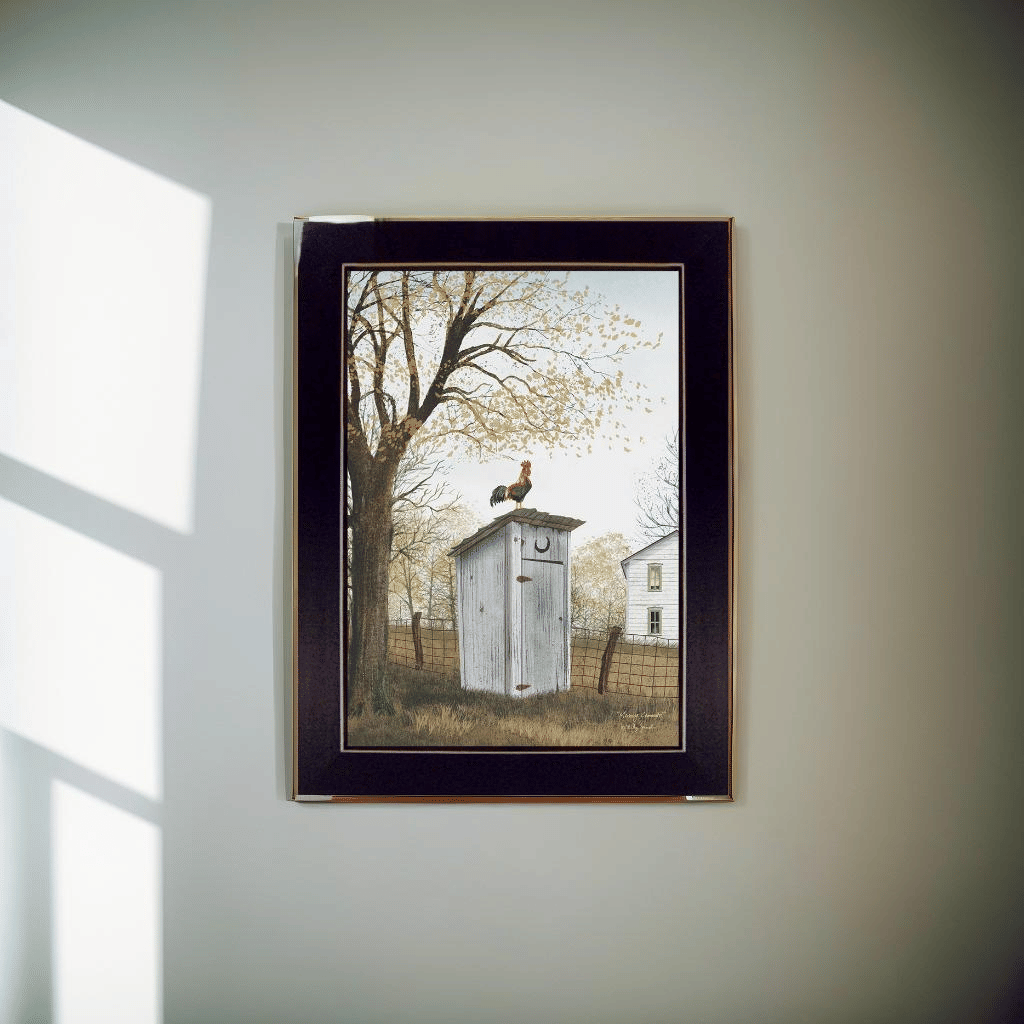 Trendy Decor 4U "Morning Commute (Outhouse)" Framed Wall Art, Modern Home Decor Framed Print for Living Room, Bedroom & Farmhouse Wall Decoration by Billy Jacobs