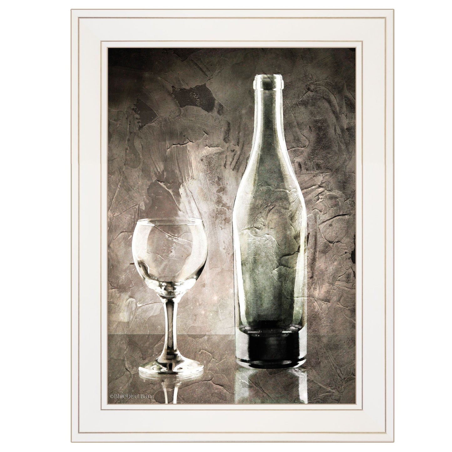 "Moody Gray Wine Glass Still Life" by Bluebird Barn, Ready to Hang Framed Print, White Frame
