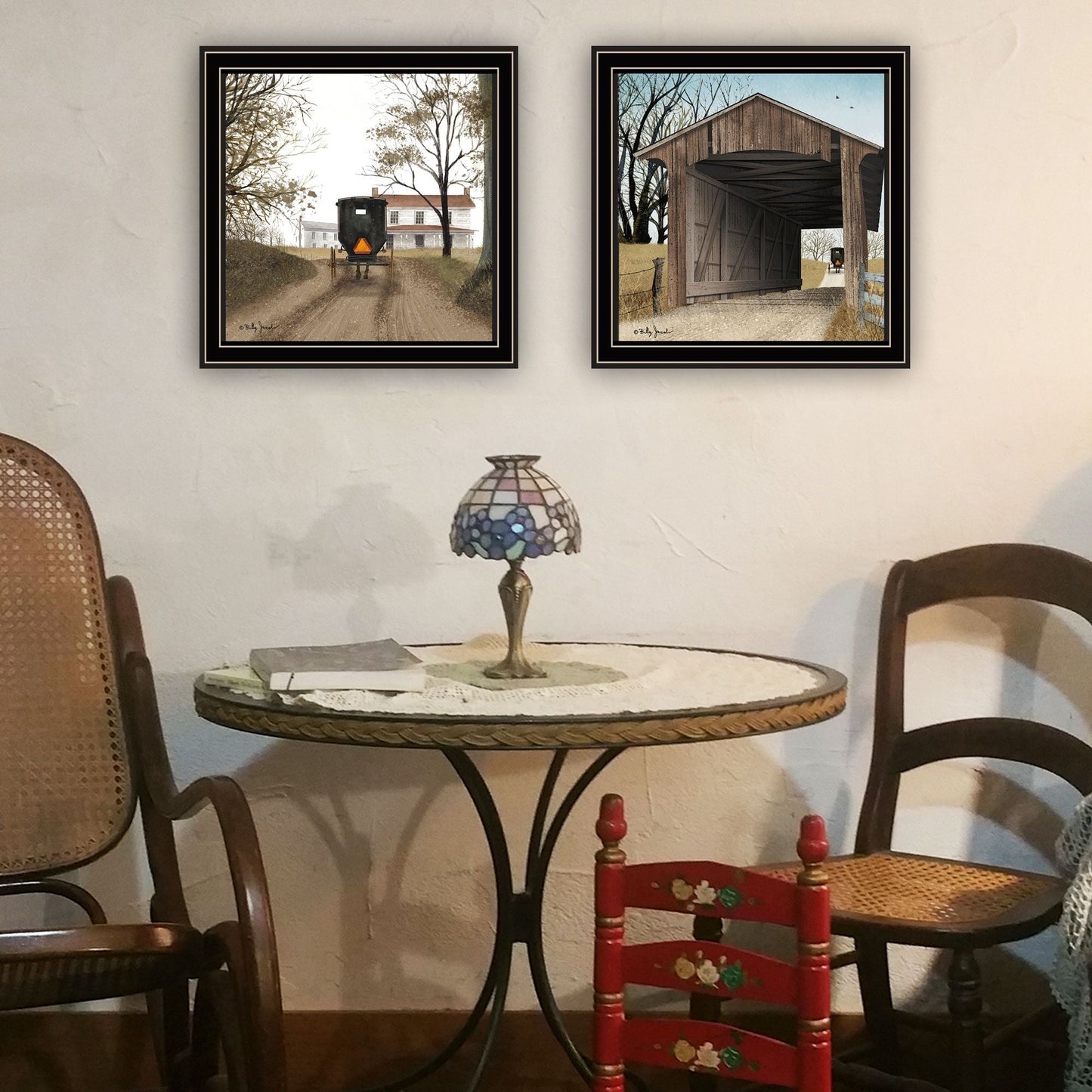Trendy Decor 4U 2- Piece Vignette Headin' Home, Miller's Creek Bridge Black Framed Wall Art for Living Room, Bedroom Wall Art Print for Home Decor by Billy Jacobs