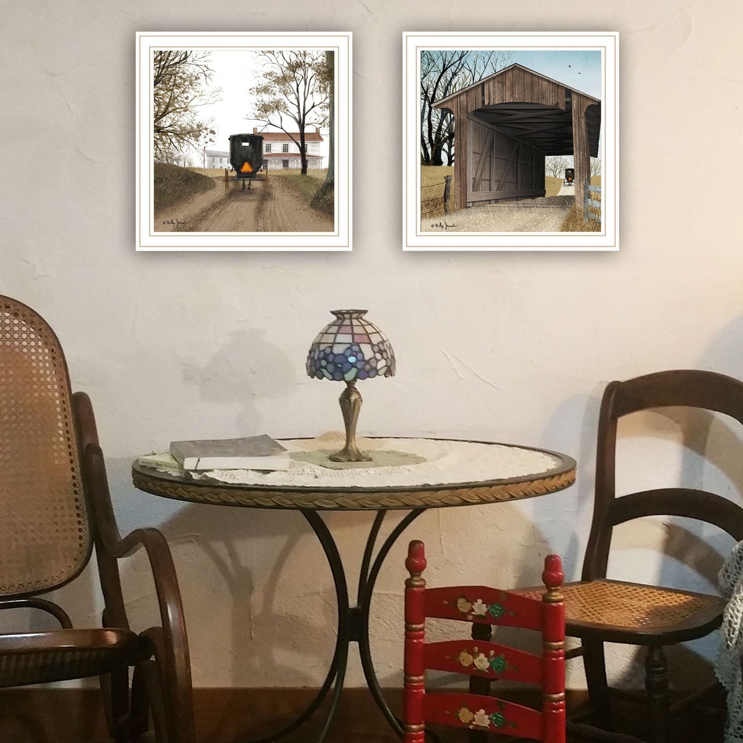 Trendy Decor 4U 2- Piece Vignette Headin' Home, Miller's Creek Bridge White Framed Wall Art for Living Room, Bedroom Wall Art Print for Home Decor by Billy Jacobs