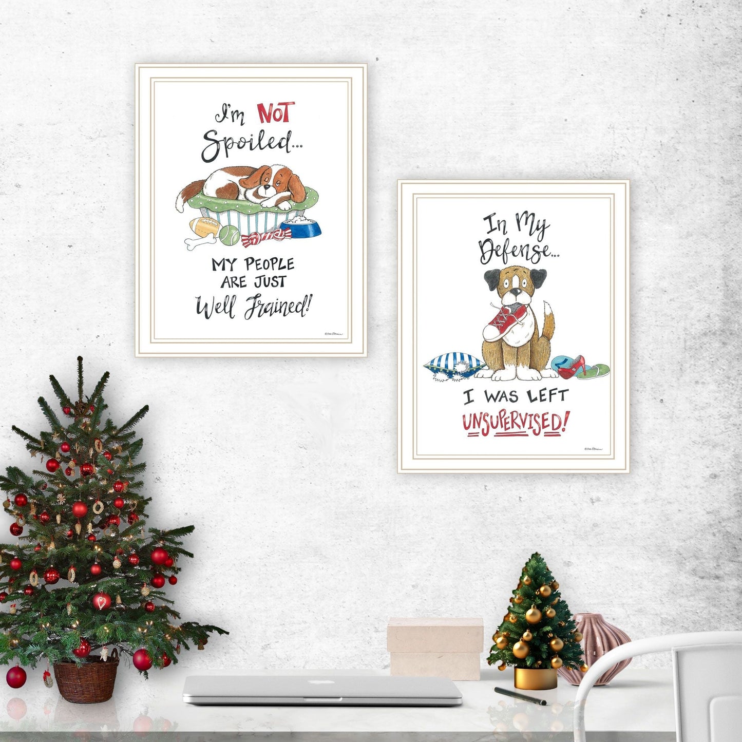 Trendy Decor 4U 2- Piece Vignette I was Left Unsupervised! White Framed Wall Art for Living Room, Bedroom Wall Art Print for Home Decor by Deb Strain