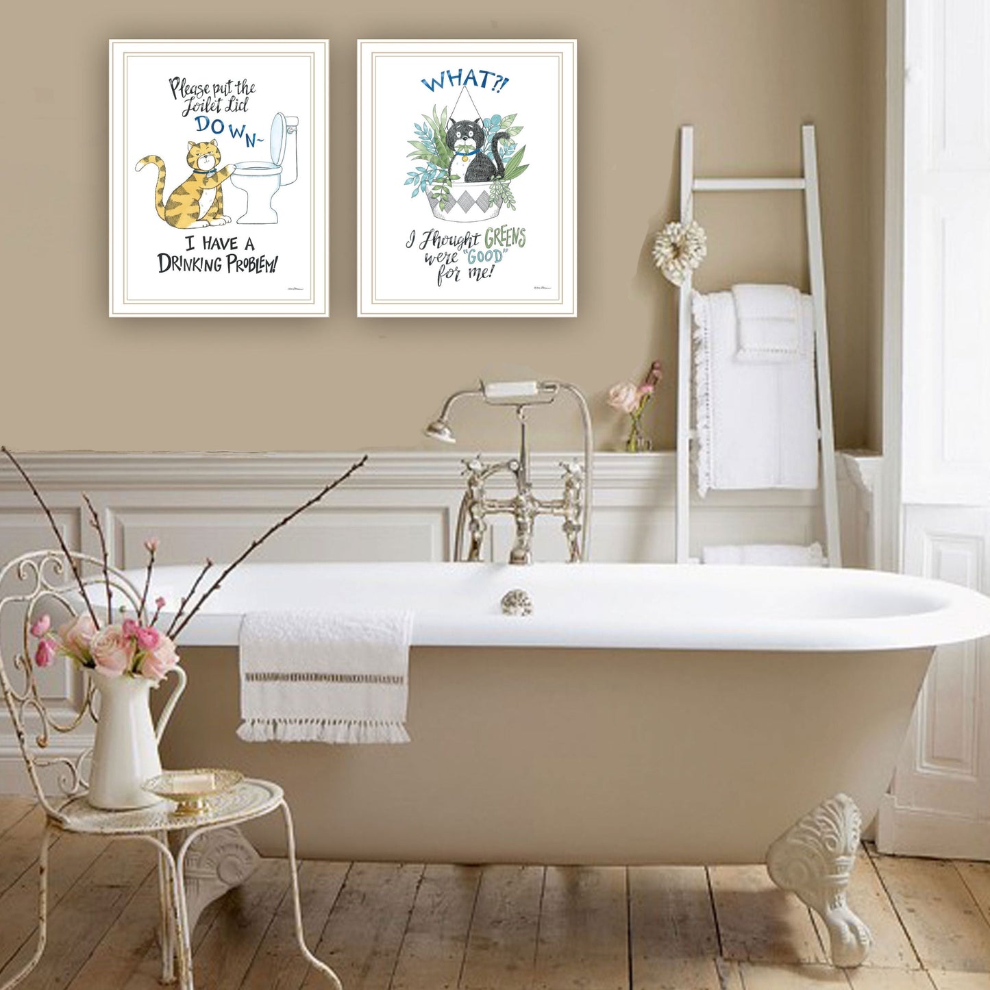 Trendy Decor 4U 2- Piece Vignette I have a Drinking Problem!! Black Framed Wall Art for Living Room, Bedroom Wall Art Print for Home Decor by Deb Strain