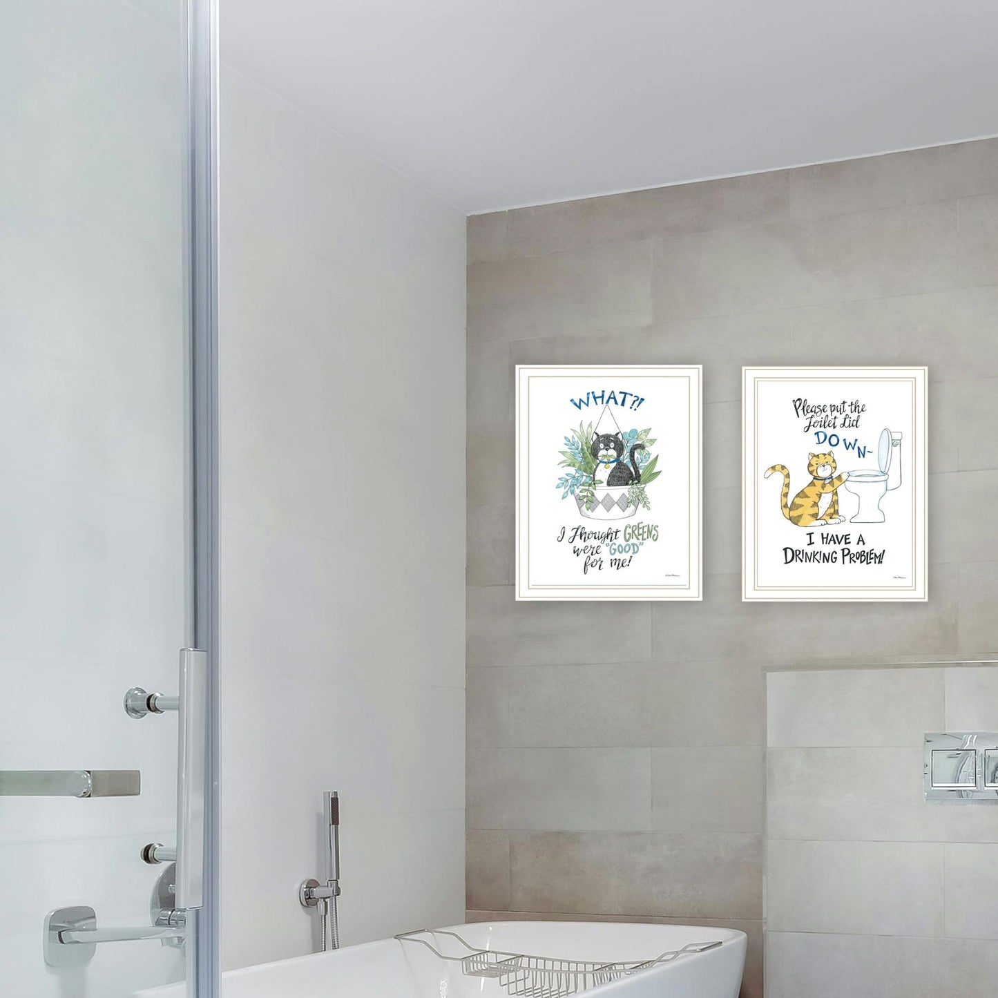 Trendy Decor 4U 2- Piece Vignette I have a Drinking Problem!! Black Framed Wall Art for Living Room, Bedroom Wall Art Print for Home Decor by Deb Strain