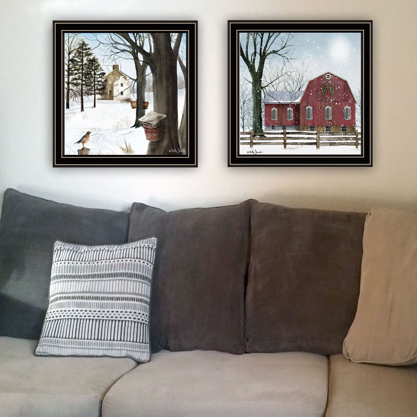 Trendy Decor 4U 2- Piece Vignette A Little Snow, Waiting for Spring Black Framed Wall Art for Living Room, Bedroom Wall Art Print for Home Decor by Billy Jacobs