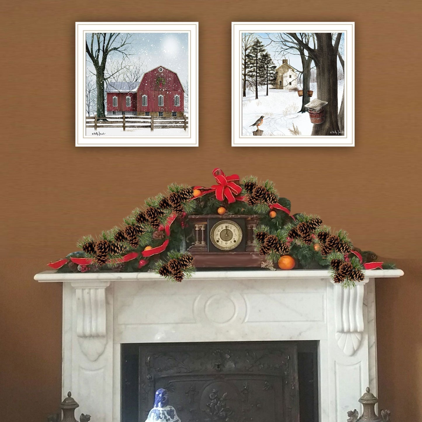 Trendy Decor 4U 2- Piece Vignette A Little Snow, Waiting for Spring White Framed Wall Art for Living Room, Bedroom Wall Art Print for Home Decor by Billy Jacobs