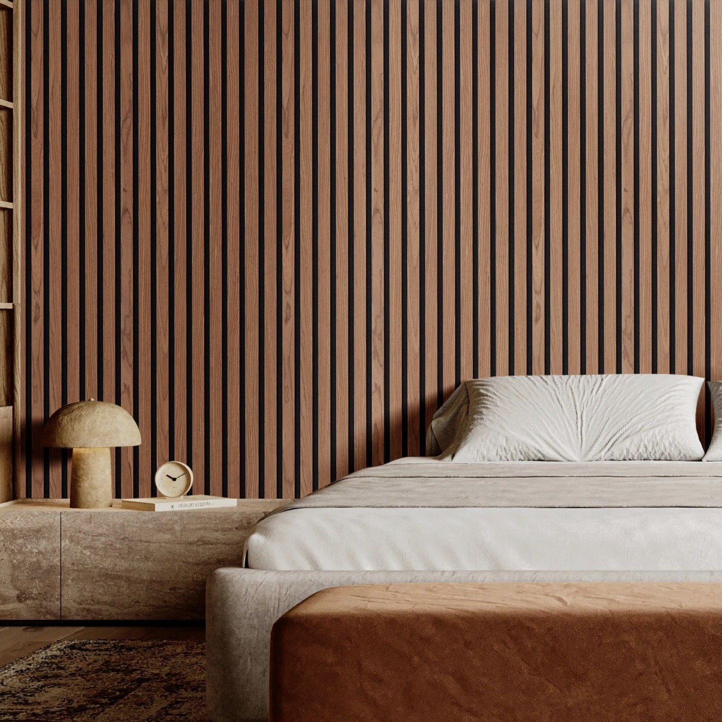 Wood Slat Acoustic Panels 7.9 x 94.5 inch for Modern Wall Decor Walnut